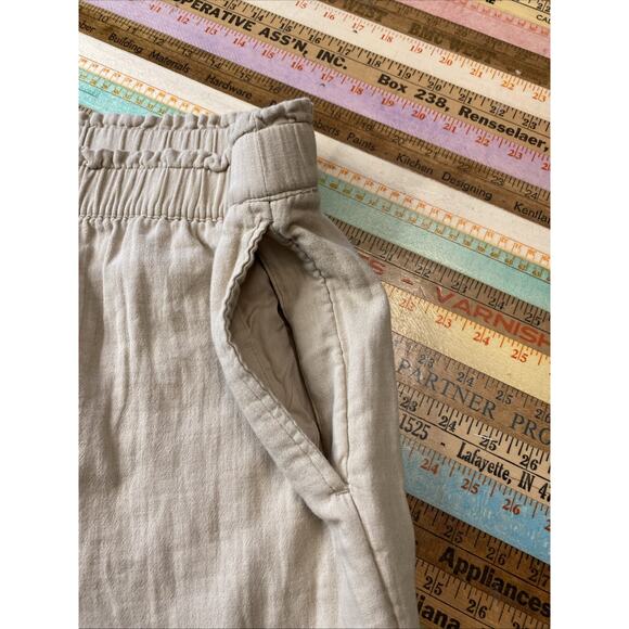 Old Navy 2X High Waisted Pull On Elastic Wide Leg Pant Gauzy 100% Cotton Beige - Picture 6 of 13